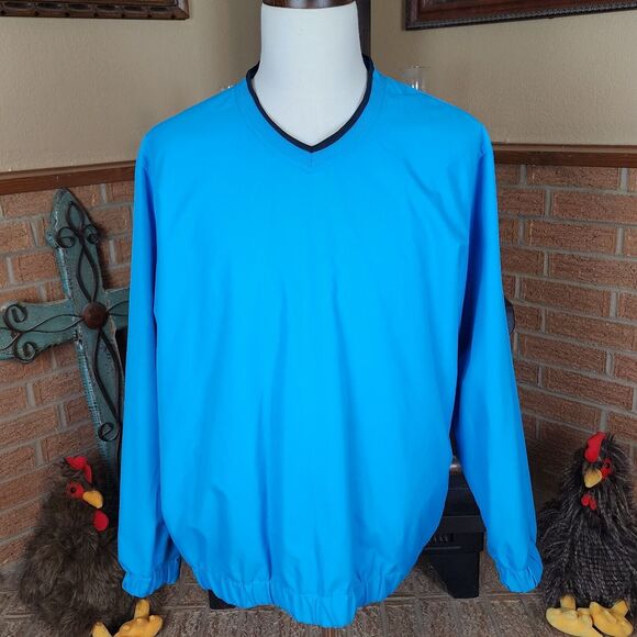 PGA Tour Blue V Neck Pullover Golf Windbreaker Size LG - Picture 2 of 6